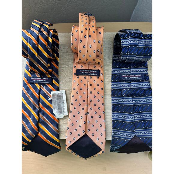 Roundtree & Yorke Silk Ties – Set of 3 – Striped, Geometric, and Patterned - Picture 12 of 16